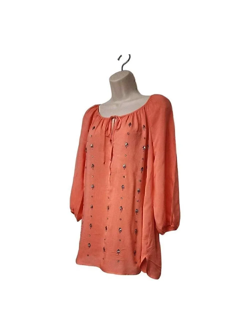 JCP JPPenny Round Neck Semi-Sheer Embellished Long Balloon Sleeve Color … - Picture 3 of 10